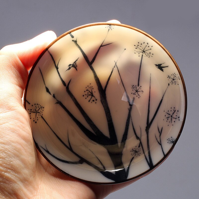 4db/készlet Kék-fehér porcelán teáscsésze,Kézzel festett kúpos teáscsésze,Kínai stílusú mintás teáscsészék,Teakellékek Puer csészekészlet