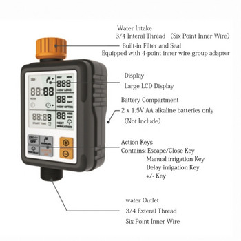 Таймер за напояване Автоматичен дворен градински клапан Напоителен клапан за домашна градина Таймер за вода Устройство за контрол на водата Интелигентен контрол