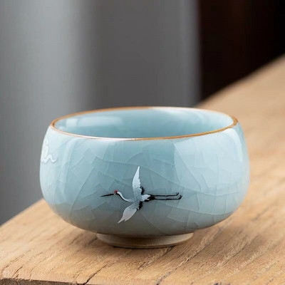 Ru Kiln Ceașă de ceai Ceramic Ru-Portelan Glazurat Gracked Master Cup Ceașă individuală Ceașă de ceai Bol de ceai Kung Fu Set de cadou Cești de ceai