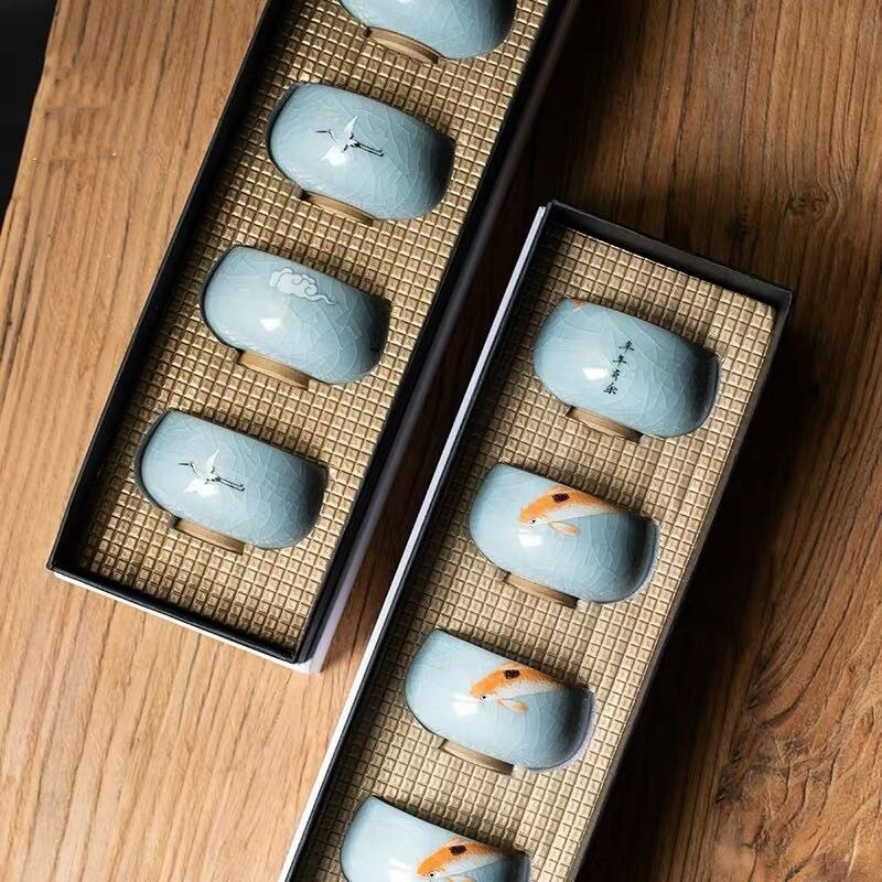 Ru Kiln Ceașă de ceai Ceramic Ru-Portelan Glazurat Gracked Master Cup Ceașă individuală Ceașă de ceai Bol de ceai Kung Fu Set de cadou Cești de ceai