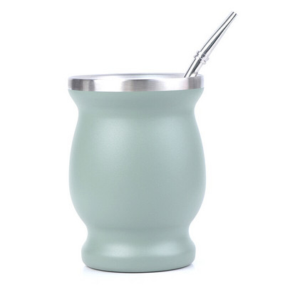 Yerba Mate kauss 304 nerūsējošais tērauds 8 unces Argentīnas Yerba Mate ķirbis ar bumbiņām