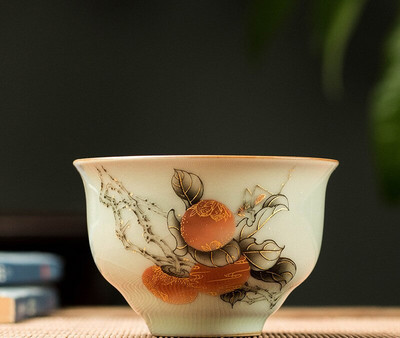 2 db/tétel Hagyományos jégrepesz kerámia teáscsésze kávéscsésze kézzel festett virágmintás teástál Kézzel készített teáskészlet kiegészítő