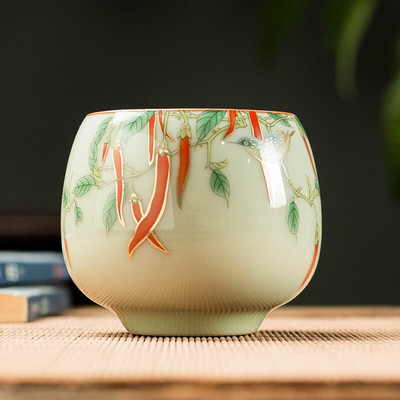 2 db/tétel Hagyományos jégrepesz kerámia teáscsésze kávéscsésze kézzel festett virágmintás teástál Kézzel készített teáskészlet kiegészítő