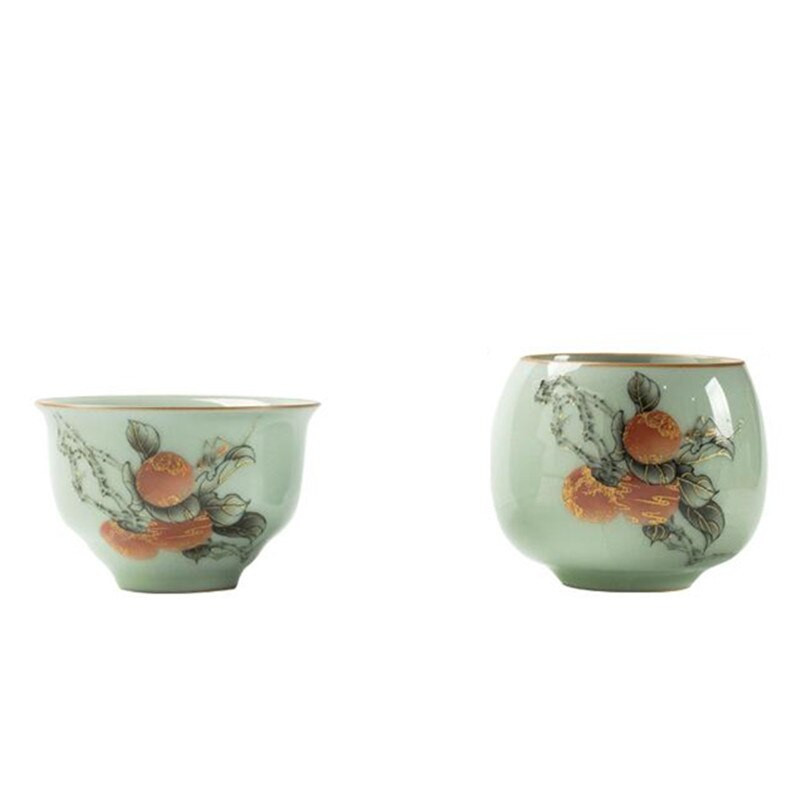 2 db/tétel Hagyományos jégrepesz kerámia teáscsésze kávéscsésze kézzel festett virágmintás teástál Kézzel készített teáskészlet kiegészítő