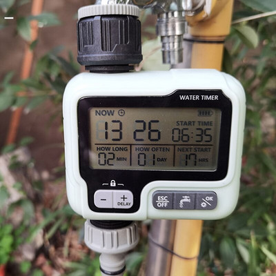 Οθόνη μεγάλης οθόνης Garden Watering Timer Ελεγκτής άρδευσης Ψηφιακό προγραμματιζόμενο σύστημα άρδευσης ποτίσματος με αισθητήρα βροχής