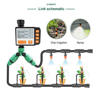 Програмируемо автоматично поливане Програматор за напояване Таймер Капково напояване на растения Микроспрей Спринклер Система за градинско поливане