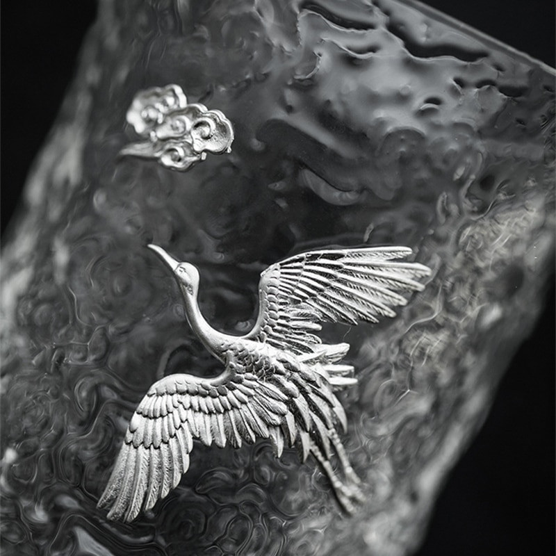 Kínai felhőüveg vásári csésze daru teásbögrék Kung fu tea tengeri teáscsésze teásedény átlátszó vintage teaszertartási edény