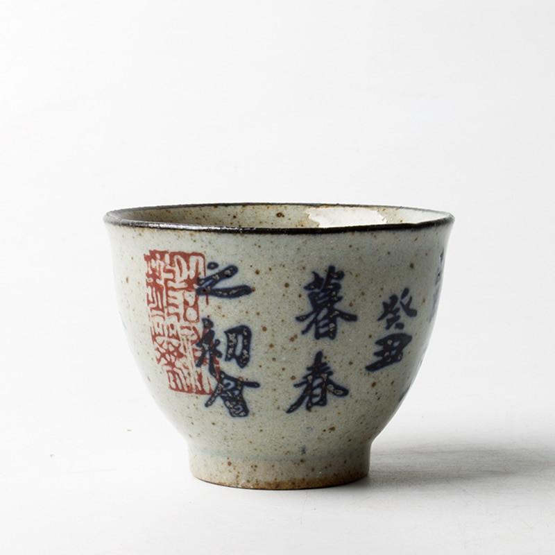 6 stilskih vintage kineskih lončarskih šalica Prekrasan set šalica za vino Čajno posuđe Kaligrafska ceremonija posuda za čaj Antikne šalice za čaj Šalice za kavu