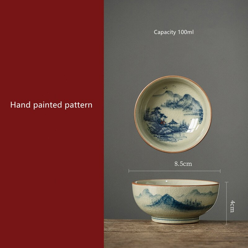 Kézzel festett pu er tál csésze kínai antik táj kerámia Jingdezheng csészék teáscsésze készlet teásedény hajó bögrék teaszertartáshoz