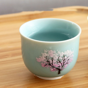 Ιαπωνικό Magic Sakura Cup Κρύας θερμοκρασίας που αλλάζει χρώμα Φλιτζάνι τσαγιού Κεραμικό Κουνγκ Φου Σετ μονό φλιτζάνι Ειδικό δώρο για φίλους
