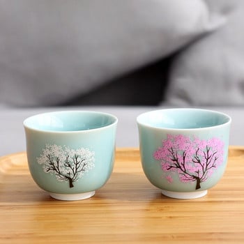 Ιαπωνικό Magic Sakura Cup Κρύας θερμοκρασίας που αλλάζει χρώμα Φλιτζάνι τσαγιού Κεραμικό Κουνγκ Φου Σετ μονό φλιτζάνι Ειδικό δώρο για φίλους