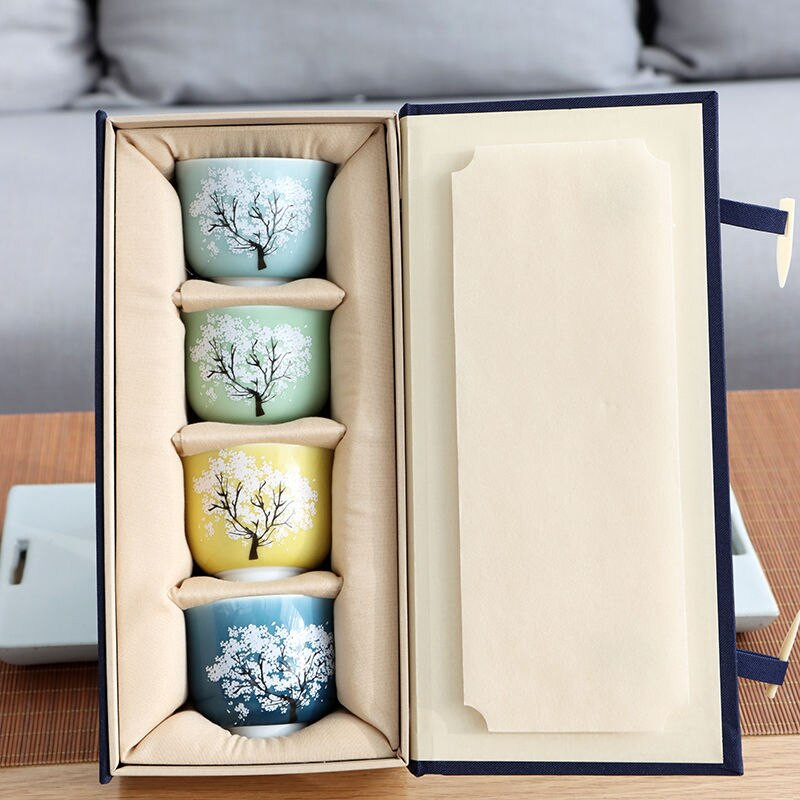 Japán varázslatos sakura csésze hideg hőmérsékletű színváltó teáscsésze kerámia kung fu egypohárszett Különleges ajándék barátoknak