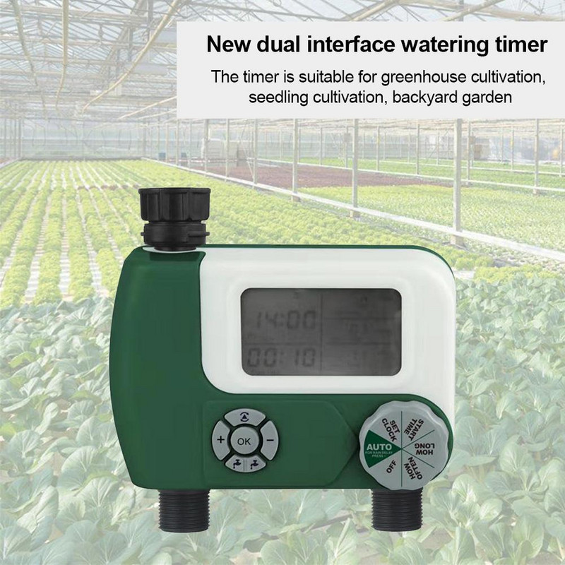 Elektronikus kerti öntözési időzítő kettős interfészes öntözésvezérlő automata tömlő digitális időzítő öntözés öntöző eszköz