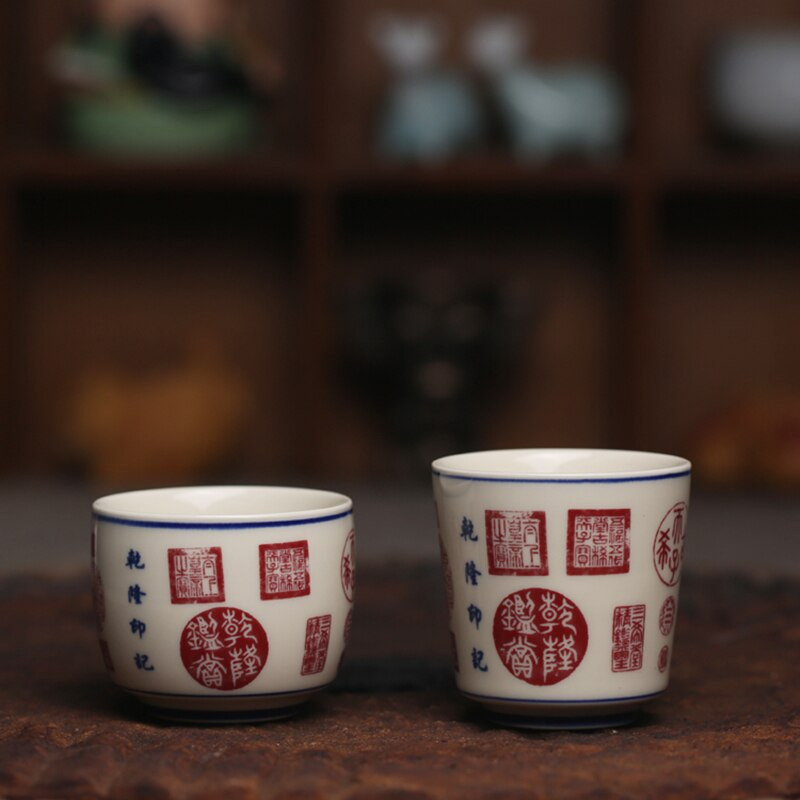 Qianlong vintage kiniškų keraminių puodelių arbatos puodelių rinkinys Arbatos indai Gyvūnai Dubuo arbatos ceremonijai Tigro arbatos puodelio statinė