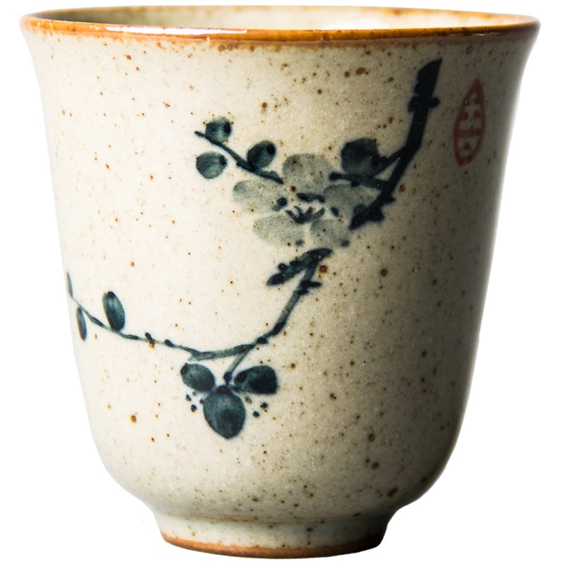 4 στυλ Ζωγραφισμένη στο χέρι Πεύκη Κεραμική Jingdezheng Φλιτζάνια Νερού Όμορφο Σετ Φλιτζάνι Τσαγιού Ορχιδέα Κούπες Καφέ δαμάσκηνου για Τελετή Τσαγιού