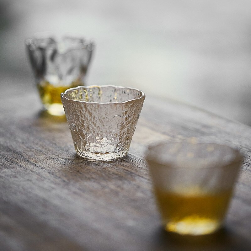 Japán stílusú üveg teáscsésze kalapács Gaiwan Gongdao Kung Fu teáskészlet hőálló tálaló teástál fedéllel Arabica kávé