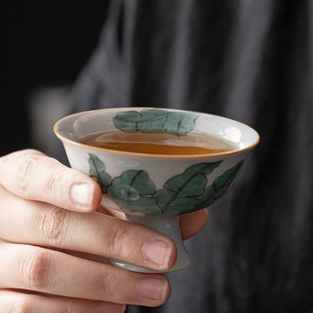 70ml Δείγμα ρετρό λευκής πορσελάνης Φλιτζάνι τσαγιού Ζωγραφισμένο στο χέρι Κύπελλο Μικρό Κύπελλο Master Cup Household Kung Fu Tea Chazhan Teaware Τελετή