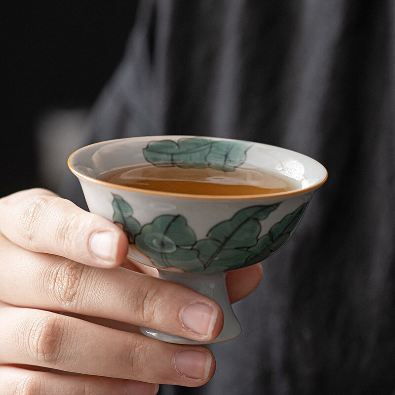 70 ml Retro fehér porcelán minta teáscsésze kézzel festett serleg kis mesterpohár háztartási kung fu tea chazhan teásedény ceremónia