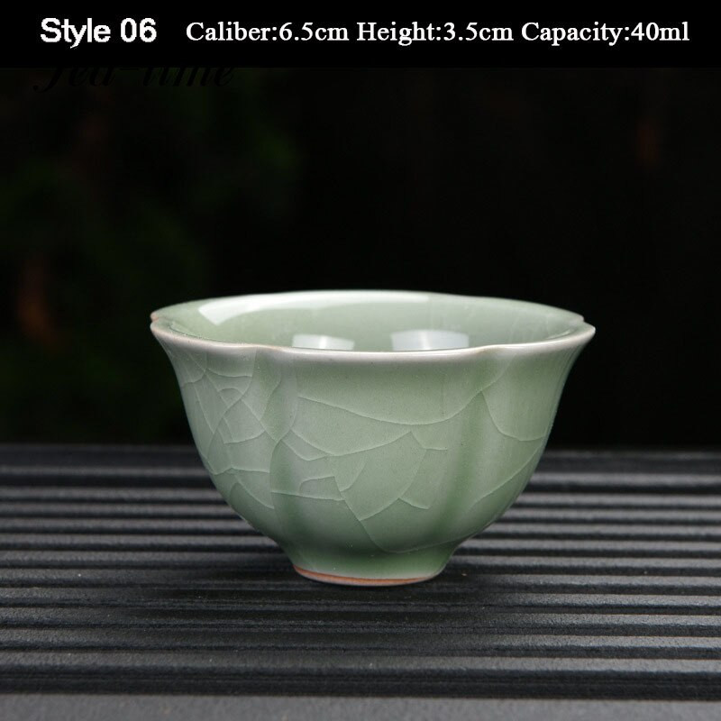 Boutique Azure Ru Kiln ceașcă de ceai din ceramică făcută manual cu glazură crackle ceai set de ceai acasă Samll bol de ceai Master Cup cană personală Chazhan