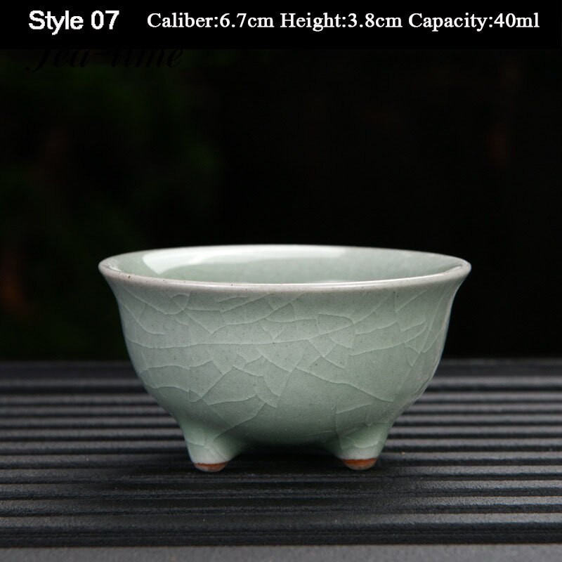 Boutique Azure Ru Kiln ceașcă de ceai din ceramică făcută manual cu glazură crackle ceai set de ceai acasă Samll bol de ceai Master Cup cană personală Chazhan