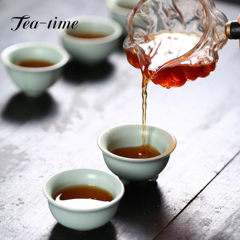 Boutique Azure Ru Kiln ceașcă de ceai din ceramică făcută manual cu glazură crackle ceai set de ceai acasă Samll bol de ceai Master Cup cană personală Chazhan