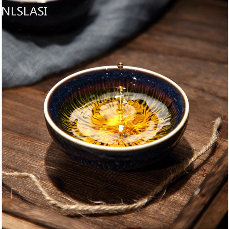 Jianzhan kínai dal-dinasztia stílusa Jian edény teáscsésze Retro kerámia teáscsésze kék kerámia teástál Otthoni teásedény Mestercsészék