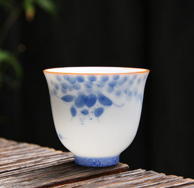 Retro keramikinis arbatos puodelis rankomis dažytas gėlių raštais meditacijos puodelis, vienas nešiojamasis kelioninis arbatos dubuo Pu'er Master puodelio arbatos rinkinys 50 ml