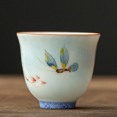 Retro keramikinis arbatos puodelis rankomis dažytas gėlių raštais meditacijos puodelis, vienas nešiojamasis kelioninis arbatos dubuo Pu'er Master puodelio arbatos rinkinys 50 ml