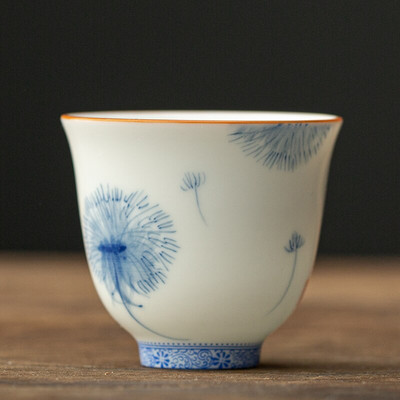 Retro keramikinis arbatos puodelis rankomis dažytas gėlių raštais meditacijos puodelis, vienas nešiojamasis kelioninis arbatos dubuo Pu'er Master puodelio arbatos rinkinys 50 ml