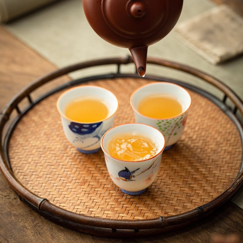 Retro keramikinis arbatos puodelis rankomis dažytas gėlių raštais meditacijos puodelis, vienas nešiojamasis kelioninis arbatos dubuo Pu'er Master puodelio arbatos rinkinys 50 ml