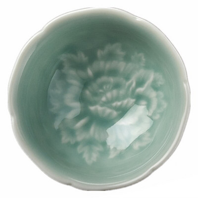 2 buc/lot Celadon Bujor Ceramic Cești frumoase Set de ceai de ceai castron de vin verde deschis pentru ceremonia ceaiului căni de cafea ceașcă de ceai