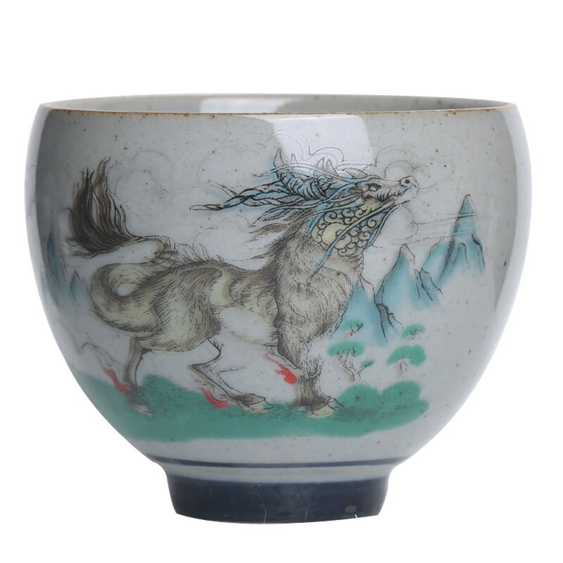 Hegyi és tengeri klasszikusok Vintage kínai kerámia csészék teáscsésze készlet teáskészlet Állatok tál teaszertartáshoz teáscsésze Sárkány hordó