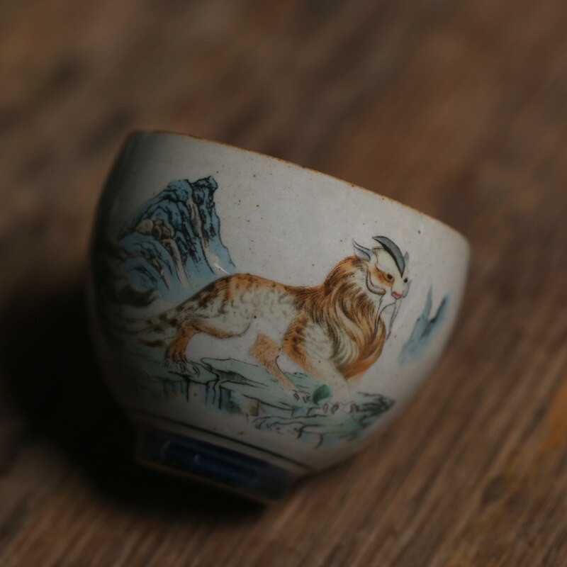 Hegyi és tengeri klasszikusok Vintage kínai kerámia csészék teáscsésze készlet teáskészlet Állatok tál teaszertartáshoz teáscsésze Sárkány hordó