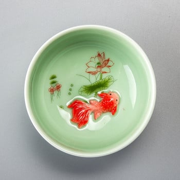 Κινεζικό φλιτζάνι τσαγιού πορσελάνη Celadon Σετ φλιτζάνι ψαριού Σετ ποτοποιίας Κεραμικό China Kung Fu