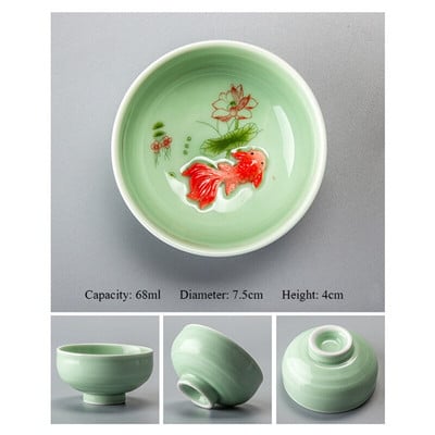 Kínai teáscsésze porcelán celadon halpohár Készlet edény Italkészlet Kerámia Kínai Kung Fu ajándék