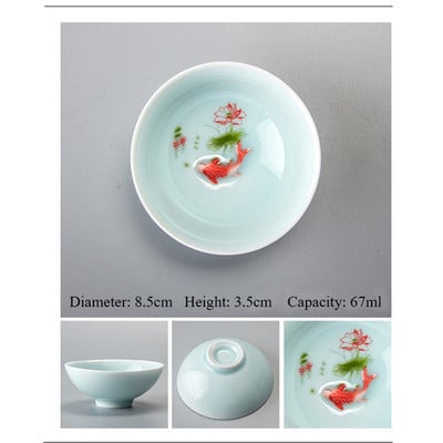 Kínai teáscsésze porcelán celadon halpohár Készlet edény Italkészlet Kerámia Kínai Kung Fu ajándék