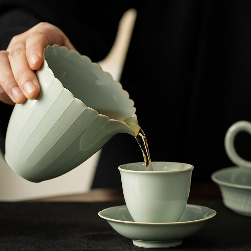 Virágdal Porcelánvásári csésze kínai tea Kung Fu Vintage Zen tea tengeri teáscsésze teásedény Világos zöld tea szertartási edény