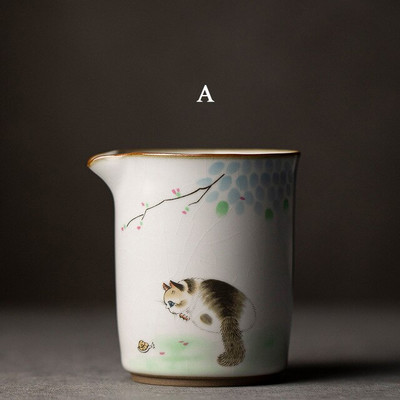 300 ml Kreatív Retro Aranyos macska Gong Dao csésze kerámia teakancsók Chahai kínai kung fu teatartozékok teáskészlet Kellékek kézműves