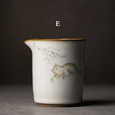 300 ml Kreatív Retro Aranyos macska Gong Dao csésze kerámia teakancsók Chahai kínai kung fu teatartozékok teáskészlet Kellékek kézműves