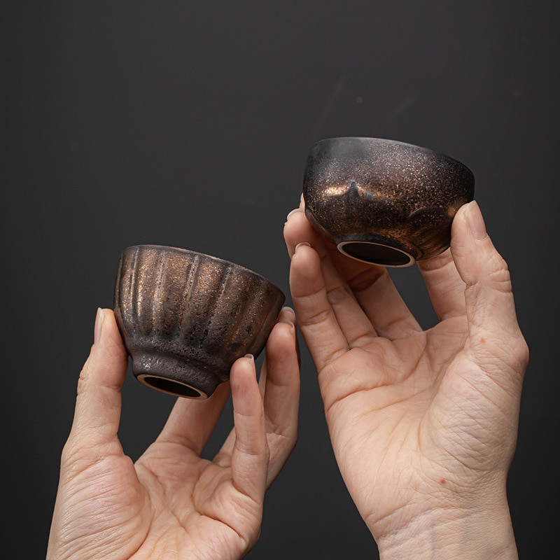 Ceașă de ceai cu glazură din fier de aurire japonez ceașcă de ceai ceașcă de ceai Kung Fu din ceramică ceașcă retro cu parfum de parfum Cupă mică Master Cup cu o singură ceașcă
