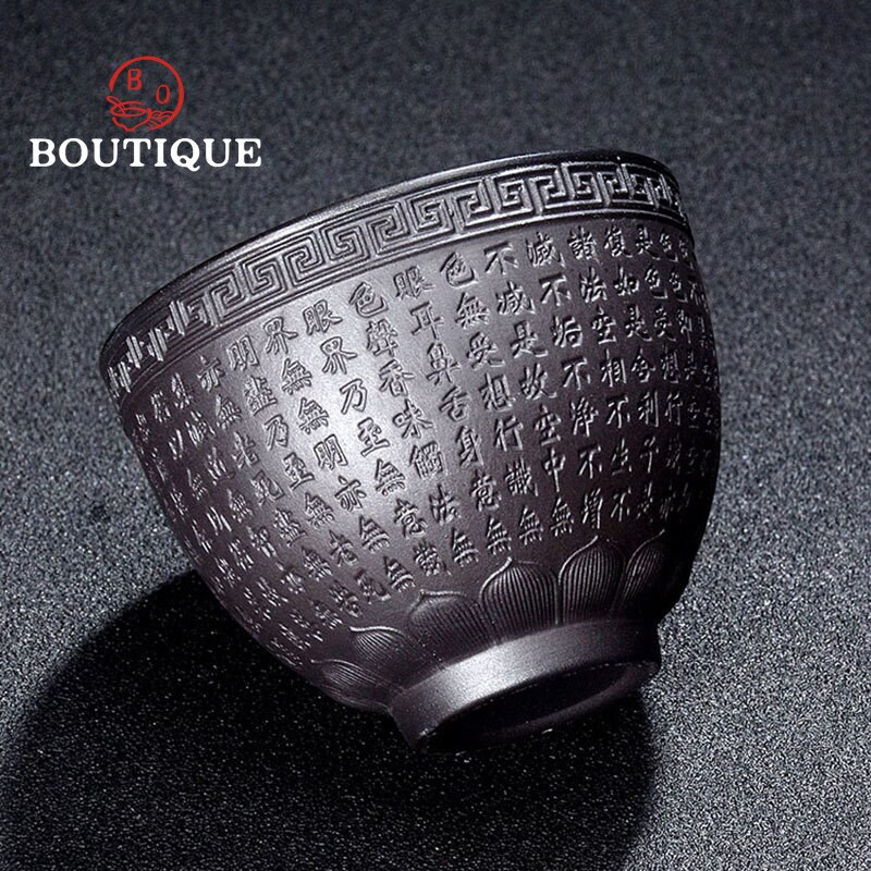 Boutique Zisha ceașcă de ceai de mare capacitate, realizată manual, în relief, ceai de artă Sutra de inimă, bol chinezesc Jianzhan pentru set de ceai Accesorii Master Cup