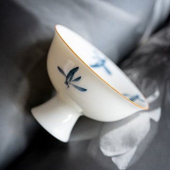 70ml Κεραμικό Κεραμικό Κύπελλο Τσαγιού Ορχιδέα Πεταλούδα ζωγραφισμένο στο χέρι Λευκή πορσελάνη Φλιτζάνι τσαγιού Kung Fu Tea Single Master Cup Τελετή τσαγιού