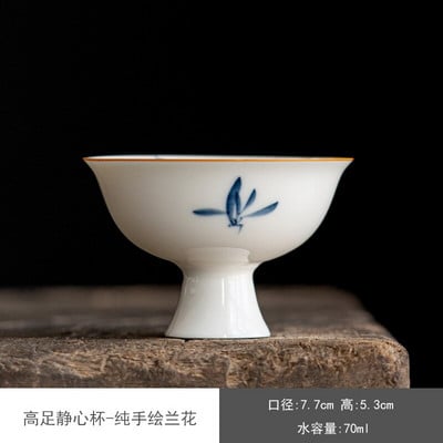 70 ml tiszta, kézzel festett pillangó orchidea teásserleg fehér porcelán teáscsésze Kung fu tea mesterpohár teásedény ceremónia