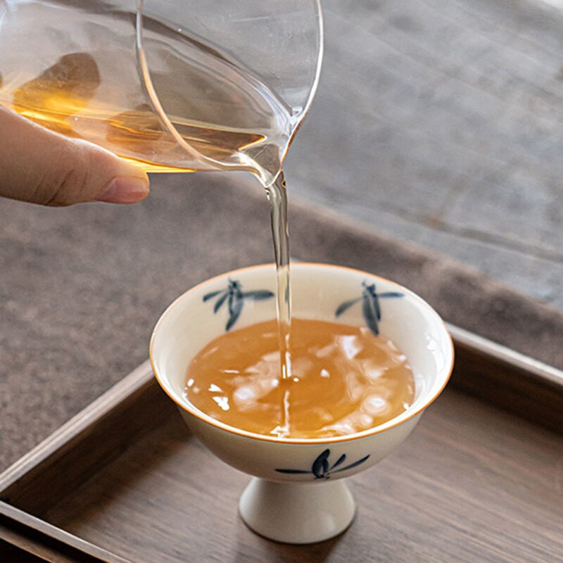 70 ml tiszta, kézzel festett pillangó orchidea teásserleg fehér porcelán teáscsésze Kung fu tea mesterpohár teásedény ceremónia