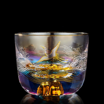 Πολύχρωμο γυάλινο φλιτζάνι τσαγιού Παχύ Θιβετιανό χρυσό κύπελλο Master Cup Gilt EdgeTea σετ Κινεζικού στυλ Φλιτζάνι τσαγιού Κουνγκ Φου Μπολ Τσάι Φλιτζάνι καφέ