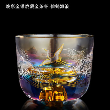Πολύχρωμο γυάλινο φλιτζάνι τσαγιού Παχύ Θιβετιανό χρυσό κύπελλο Master Cup Gilt EdgeTea σετ Κινεζικού στυλ Φλιτζάνι τσαγιού Κουνγκ Φου Μπολ Τσάι Φλιτζάνι καφέ