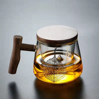 Luksusa biroja stikla tējas krūze ar skaistu rakstu, augstas temperatūras izturības tējas krūze piena krūze Puer Oolong ziedu tējas krūzes