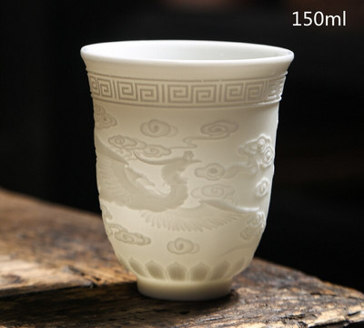 Ceai de ceai din portelan alb chinezesc de mana Bol de ceai in relief tridimensional pentru set de cani de ceai de capacitate mare Accesorii Master Cup