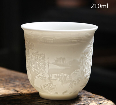 Ceai de ceai din portelan alb chinezesc de mana Bol de ceai in relief tridimensional pentru set de cani de ceai de capacitate mare Accesorii Master Cup