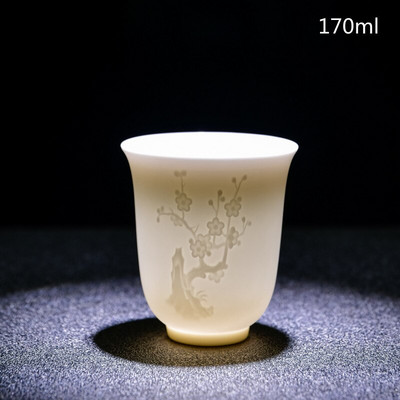 Ceai de ceai din portelan alb chinezesc de mana Bol de ceai in relief tridimensional pentru set de cani de ceai de capacitate mare Accesorii Master Cup